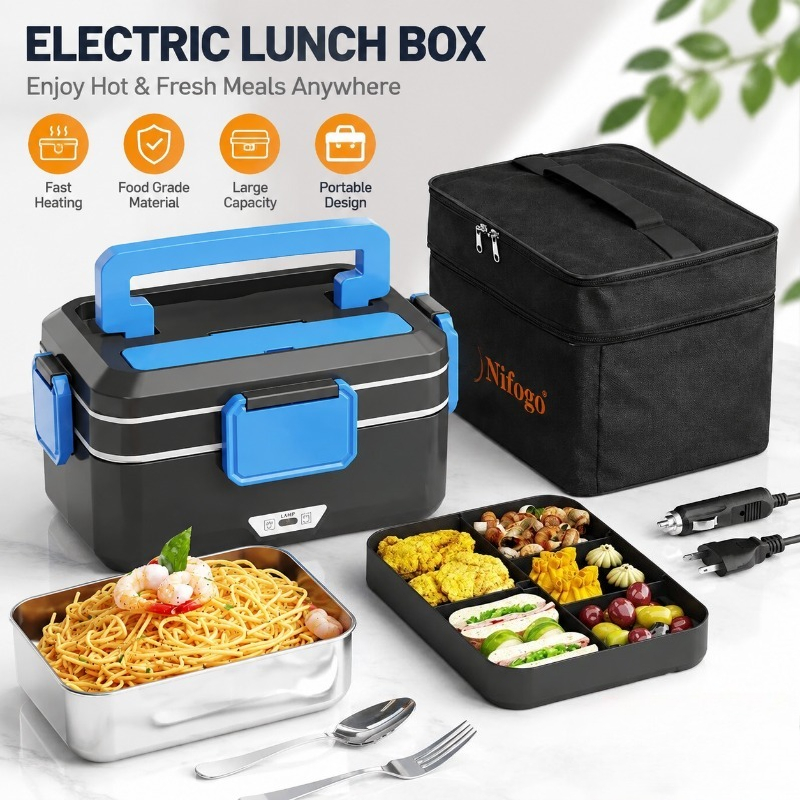 Meal Prep Bag - صندوق غداء كهربائي مزدوج الاستخدام، يعمل